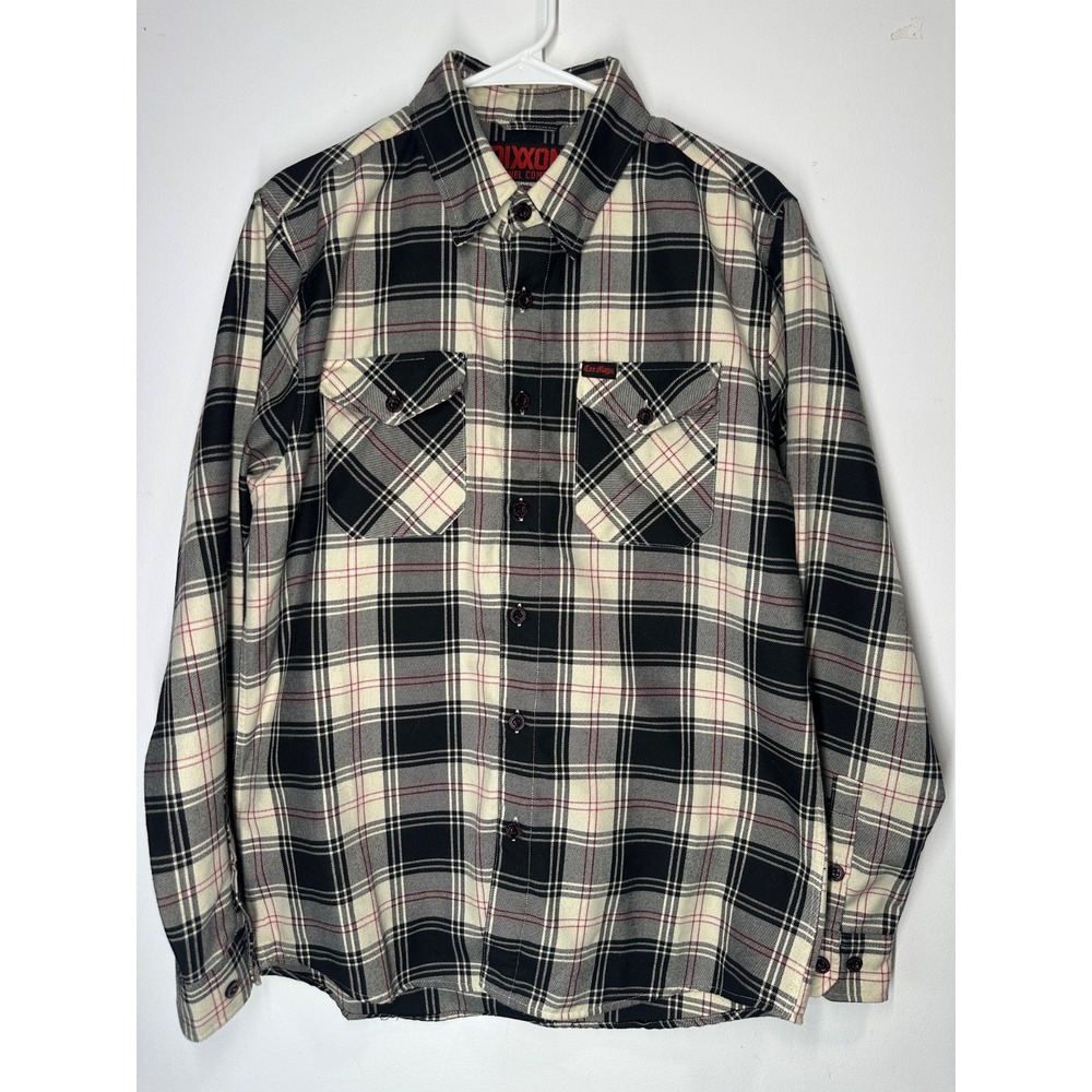 Dixxon Flannel Cro Mags Black Gray Plaid‎ Long Sleeve Shirt - Medium